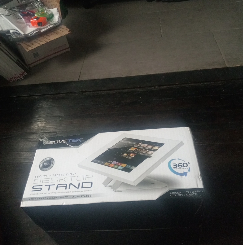 Abovetek IPAD Security Tablet Kiosk Desktop Stand, TH-328W White Anti-Theft